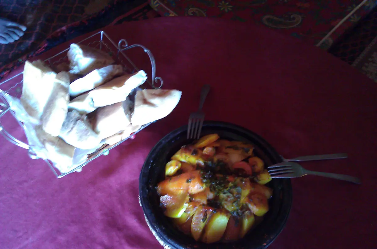 Dinner cooked at the desert camp