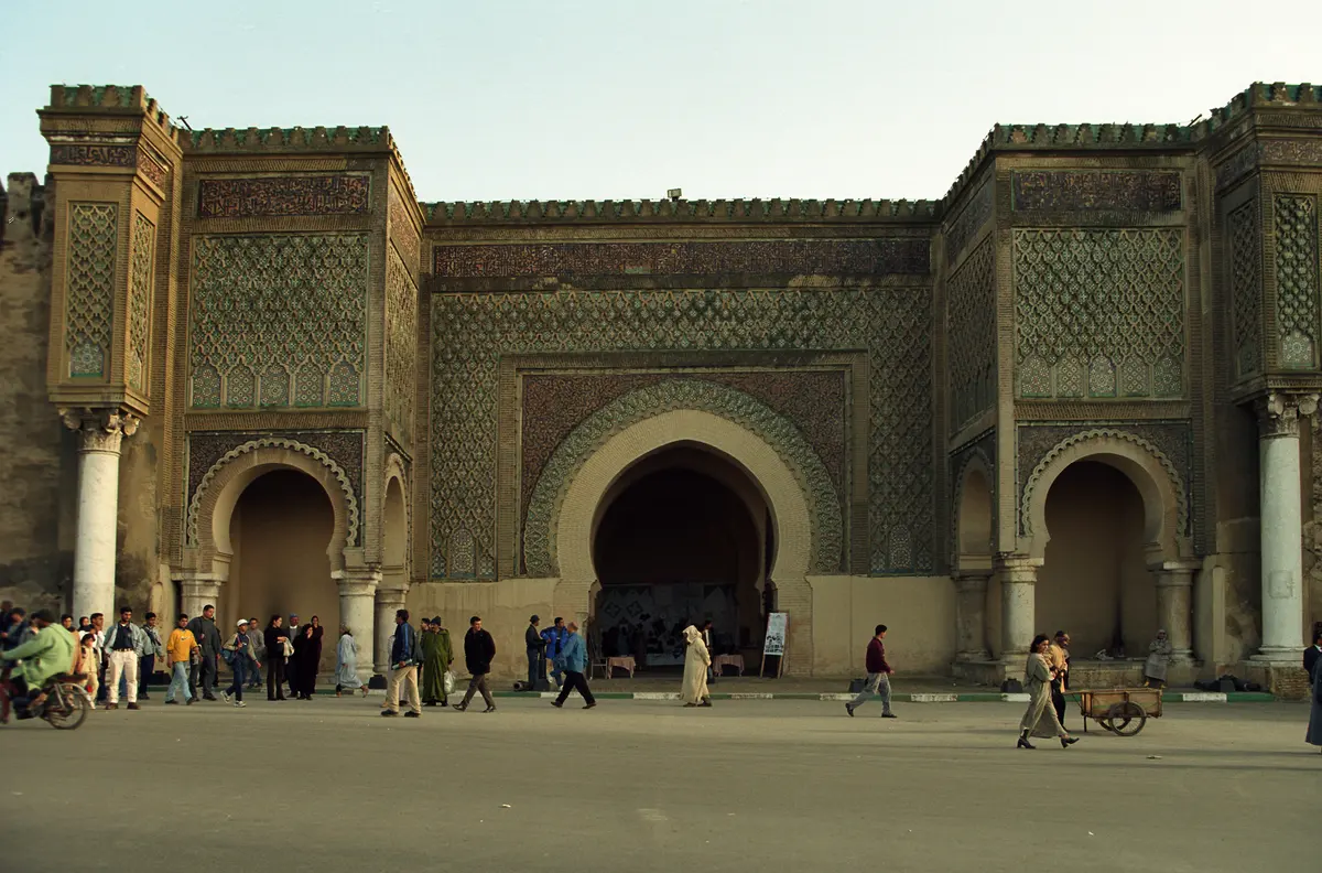 The monumental Bab Mansour gate in Meknes